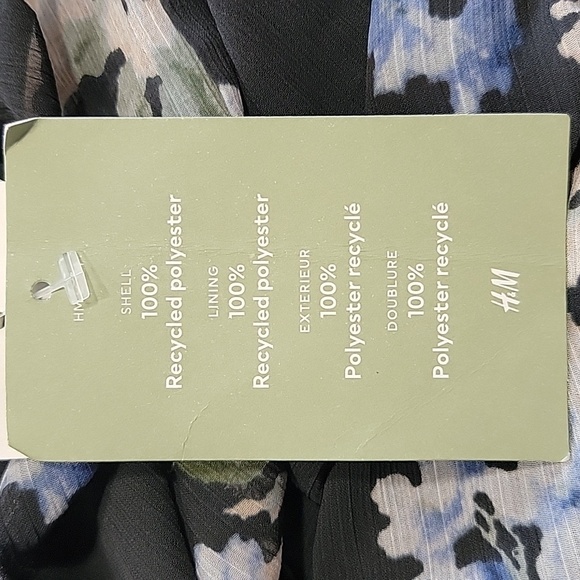 H&M Size S Ruffled Floral Chiffon Maxi Dress, Blue with Floral Pattern, NEW - Picture 14 of 16